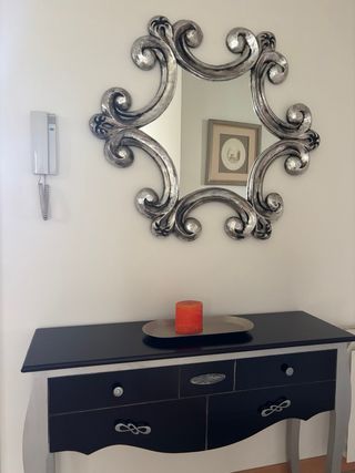 Aparador y espejo cris y marron 110x33cm