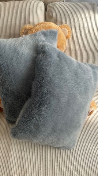 Oso de peluche y dos cojines