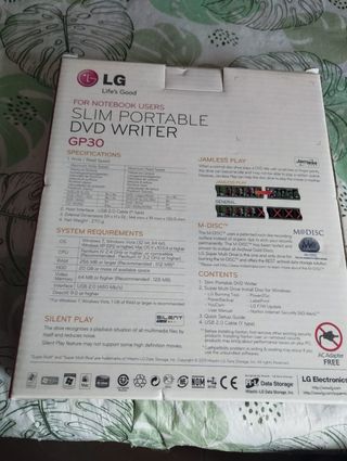 DVD Writer LG GP30 Grabadora DVD Portátil