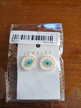 Pendientes Ojo Dorado-Turquesa