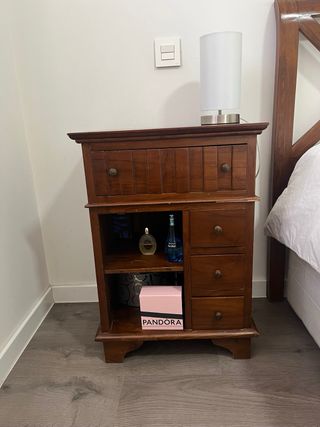 Conjunto muebles habitacion matrimonio madera teca