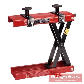 Soporte elevador de tijera para moto con bases ajustables. 500 Kg.
