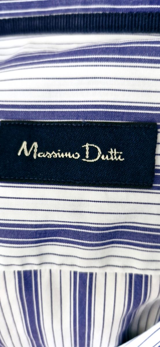 Camisa às riscas azul-branco Massimo Dutti