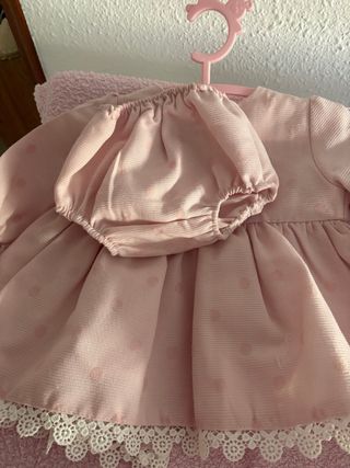 Vestido niña puntos rosa 6m