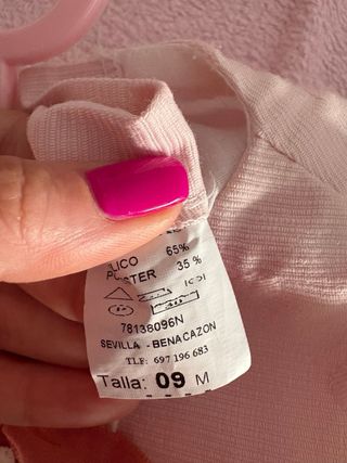 Vestido niña puntos rosa 6m