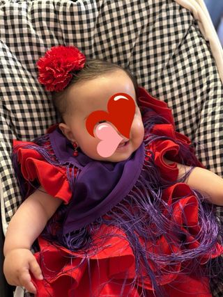 Traje Flamenca niña y bebé rojo y morado