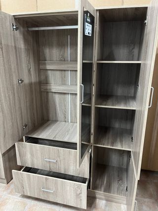 ARMARIO ROPERO DE 3 PUERTAS + 2 CAJONES Y ESPEJO