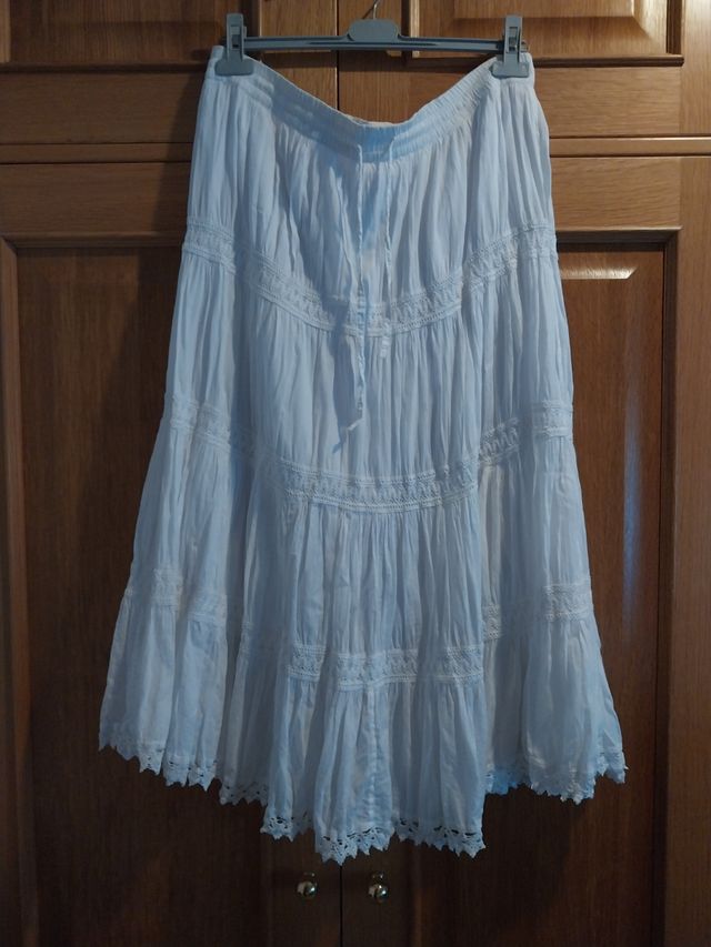 Falda blanca larga boho
