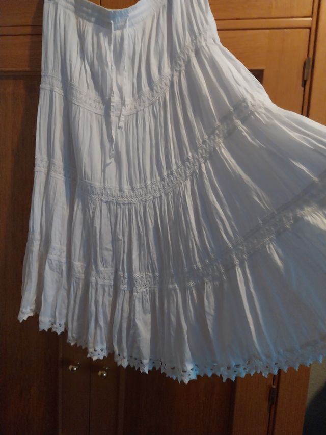 Falda blanca larga boho