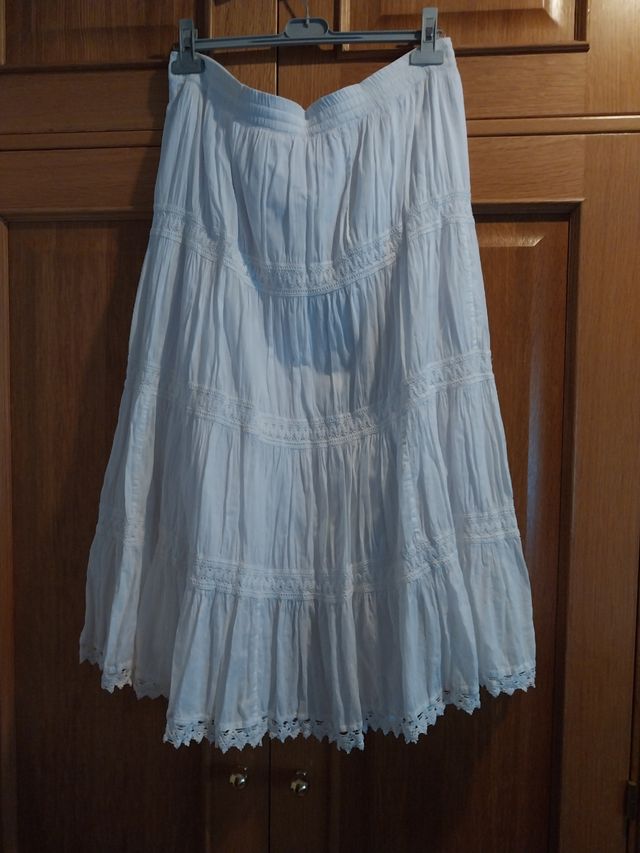 Falda blanca larga boho