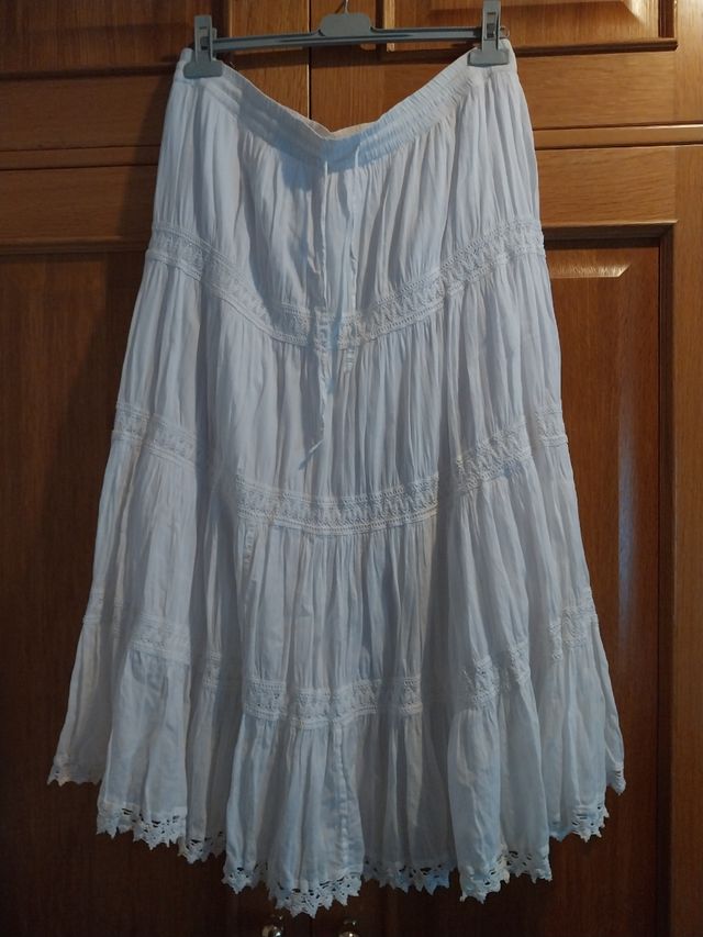 Falda blanca larga boho