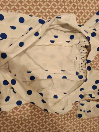 Traje Flamenca lunares azul blanco