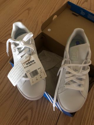 Adidas Stan Smith W - Blancas y Celestes - 40