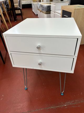 Mesita noche 2 cajones blanca