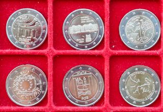 6 monete 2 euro Malta Monaco