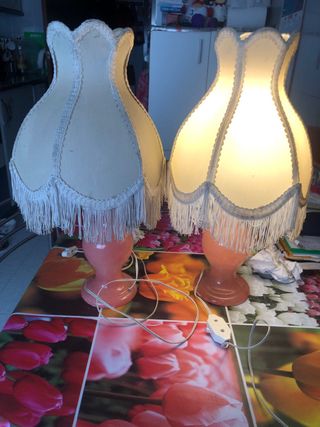 Lamparas mesilla mármol rosa antiguas