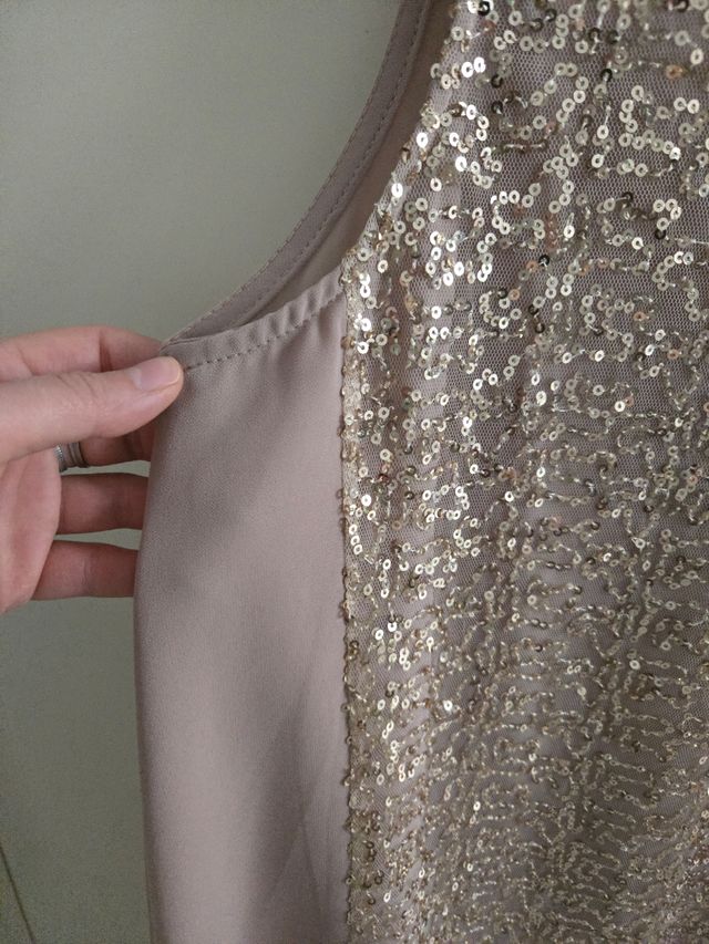 Top lentejuelas beige-dorado