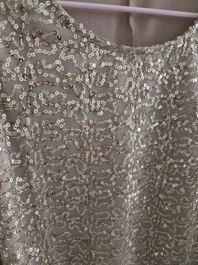 Top lentejuelas beige-dorado