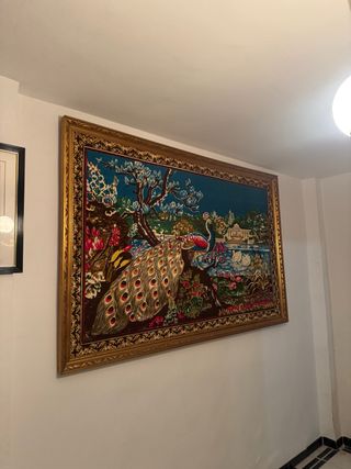 Cuadro antiguo con pavo real