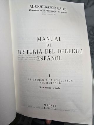 Manual de Historia del Derecho I y II