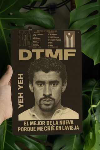 Bad Bunny poster cartello targa in alluminio