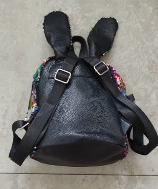 Mochila lentejuelas, 3 diademas y riñonera