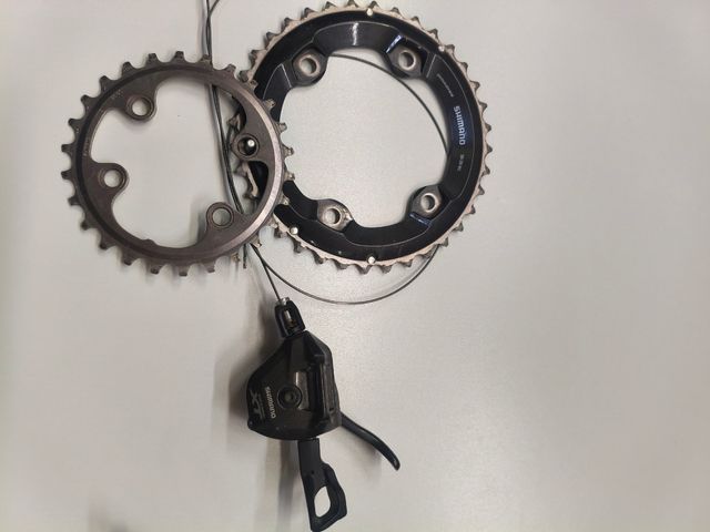 Shimano XT M8020: Desviador + Mandos + 2 Platos