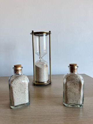 Orologio a sabbia + 2 barattoli di sabbia
