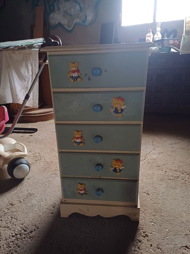 Cassettiera per bambini blu e bianca