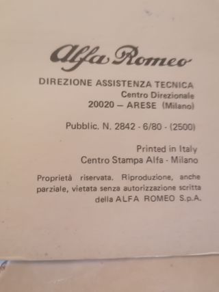 Alfasud Giulietta Alfetta Alfa 6 2000 etc Tempario