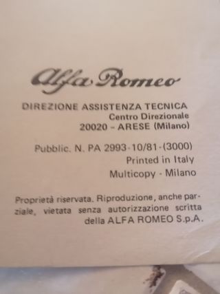 Alfasud Giulietta Alfetta Alfa 6 2000 etc Tempario