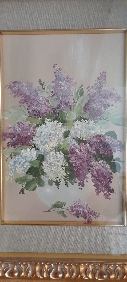 Cornice con dipinto ad olio vintage 