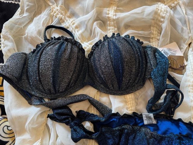 Costume da bagno donna blu metallizzato