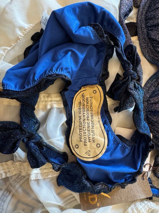 Costume da bagno donna blu metallizzato