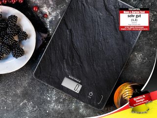 báscula de cocina digital con patrón de pizarra