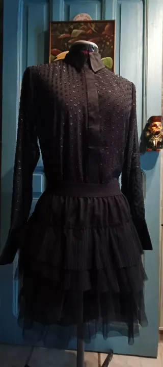 Camisa negra Mango - Gasa con lunares