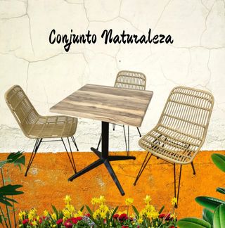 CONJUNTO NATURALEZA MESA + 3 SILLAS