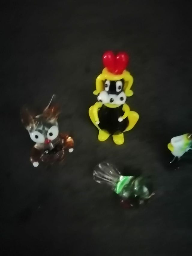 Set 4 oggetti vari in vetro colorati