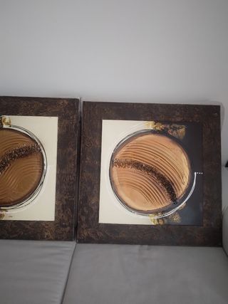 2 Cuadros Decorativos - Dorado y Marrón