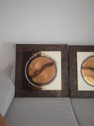 2 Cuadros Decorativos - Dorado y Marrón