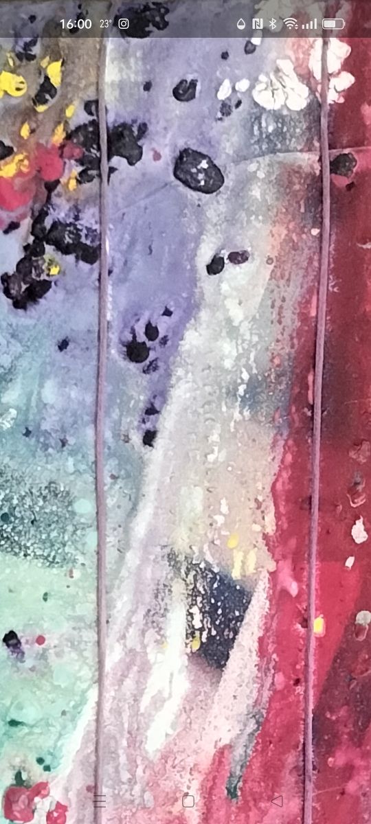 CUADRO ABSTRACTO CON ACRÍLICOS E HILOS DE ALGODÓN