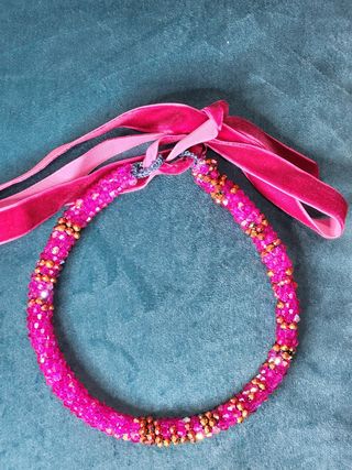 Collana cristalli rosa handmade