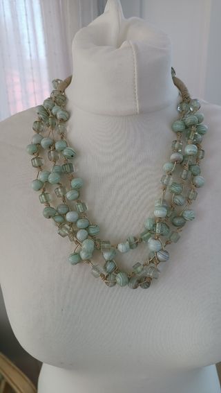 Collar multi-cadena piedras verdes