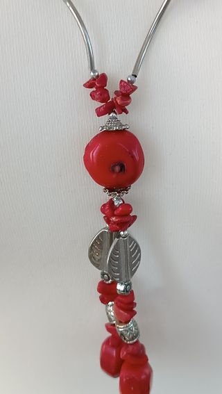 Collar piedras rojas plata