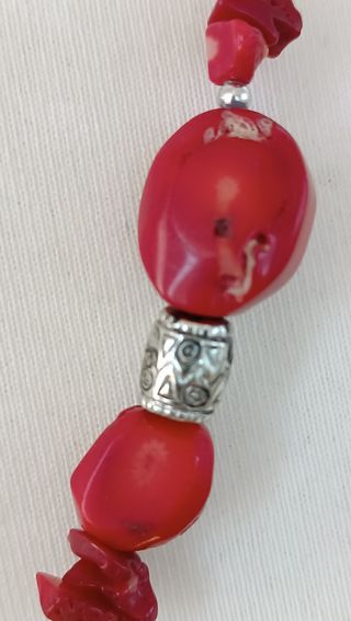 Collar piedras rojas plata