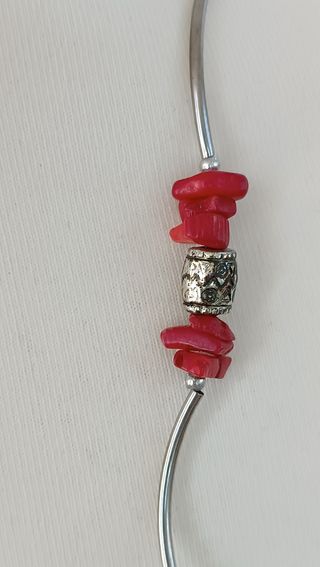 Collar piedras rojas plata