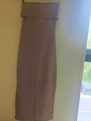 Vestido midi beige palabra de honor