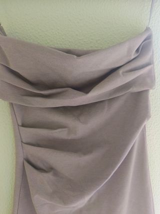 Vestido midi beige palabra de honor