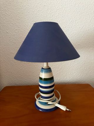 Lámpara mesita noche azul-blanca