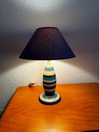 Lámpara mesita noche azul-blanca